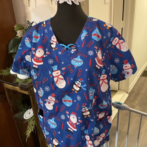 Butter-Soft Christmas Scrub Top - Picture 1 of 6